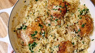 One Pan Creamy Chicken and Rice Recipe - Laura Vitale