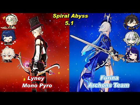 (5.1) C0 Lyney Mono Pyro & C0 Furina Archons Team  Spiral Abyss Floor 12 Full Star