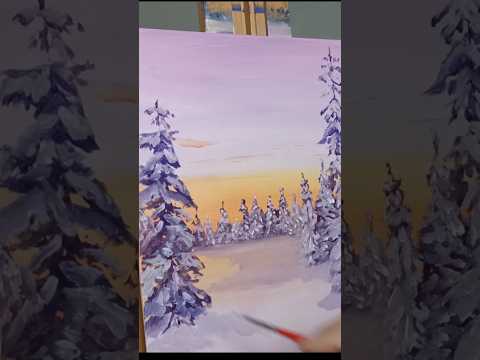 snowy landscape painting  #art #painting #artwork #drawing #video #tutorial  #tiktok