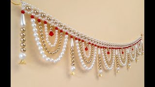 How to make a Pearl Bandhanwar at Home, DIY Pearl Toran, Designer Toran, How to make Toran at Home