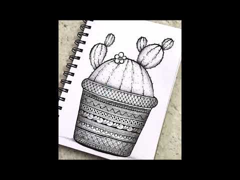 Cactus Plant Mandala Art | Easy Mandala Drawing of Cactus Plant with Pot, #shorts  #mandalarts