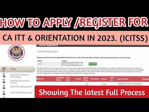 How To Register /Apply For CA ITT or Orientation Programme /Course 2023. (Icitss). Full live process