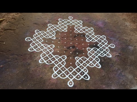 15 x 1 dots kambi kolam design | Elegant beautiful sikku kolam | SathyaSelva Arts