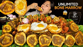 UNLIMITED BUFFALO BONE MARROW🔥SPICY CHAPAGETTI NOODLES, TIMBUR CHOP, SAUSAGE & EGG | REAL MUKBANG |