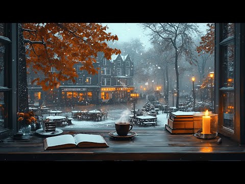 Snowfall Jazz Cafe ❄️🎷 Smooth Jazz Music in Winter Coffee Shop Ambience for Relaxing, Working, Study