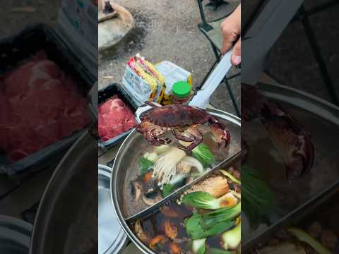 Rock crab catch of the day becomes beachside hot pot delight! #shorts #hotpot #youtubeshorts