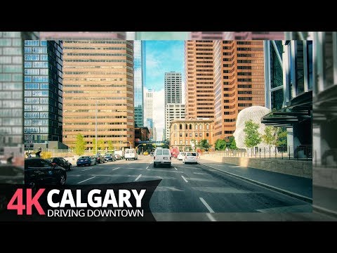 Calgary 4K60fps - Driving Downtown - Alberta, Canada