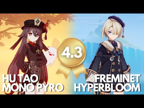 Hu Tao Mono Pyro and Freminet Hyperbloom - Spiral Abyss 4.3 | Genshin Impact