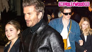 David Beckham & Family Step Out To Celebrate Together After Victoria's Fashion Show In Paris, France