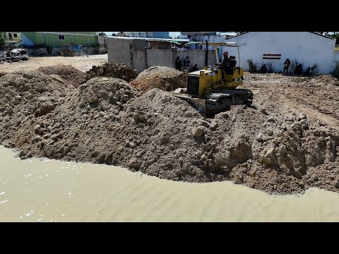 Day5| Wonderful Action Skillful Dozer Operator Push Soil & Stone Move To Pond