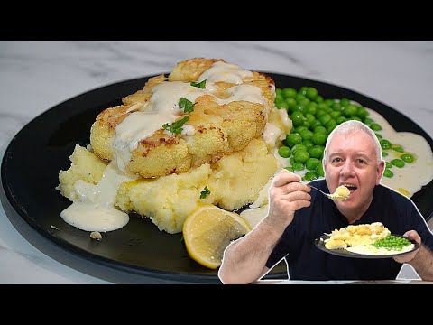 ROASTED Garlic BUTTER Cauliflower STEAK, PARMESAN Sauce and  Mashed Potatoes