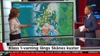 Höstens första storm på väg mot Sverige - SMHI varnar för besvärligt väder - Nyheterna (TV4)