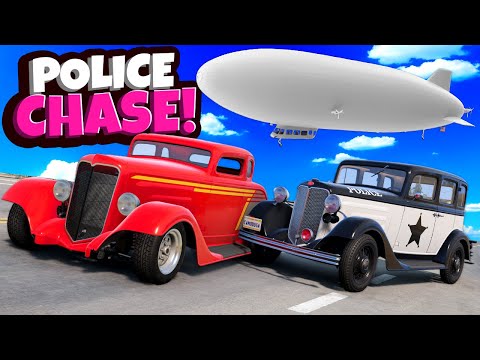 Using the NEW Car To Escape The Police and a Airship in BeamNG Drive!