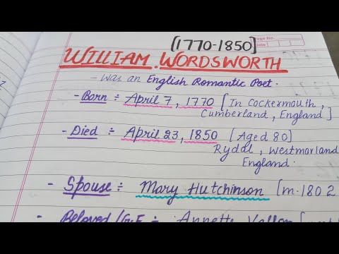 Part-1 William Wordsworth | Biography and Works | Master Cadre English #englishliterature #ugc