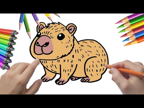 Cómo dibujar un capibara adorable y tierno para colorear #capibara