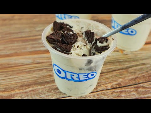 Homemade Oreo Ice Cream in cups :: Only 3 Ingredients Ice Cream :: Without Ice Cream Machine