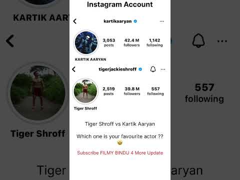 Tiger Shroff vs Kartik Aaryan Instagram Account Comparison#followers#follow#following #youtubeshorts