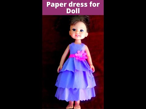 Easy paper dress   #diy #onlineart #papercraft #kidscraft #origami #craft #doll #dolldress #barbie