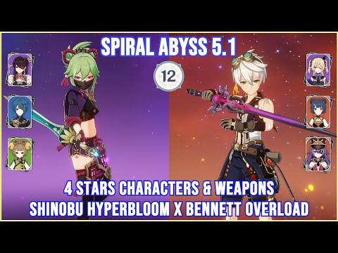 NEW Spiral Abyss 5.1 - Kuki Shinobu Hyperbloom x Bennett Overload Full Star Clear | Genshin Impact