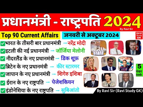 प्रधानमंत्री और राष्ट्रपति 2024 | Country PM, President 2024 | Pradhanmantri aur rashtrapati 2024