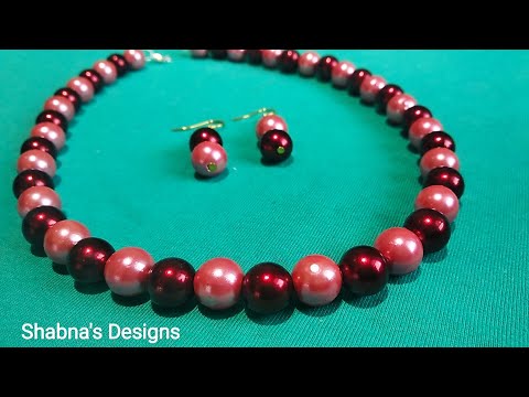 PEARL NECKLACE |മുത്തുമാല | How To Make Jewellery At Home | DIY | Handmade CHAIN | Shabna's Designs