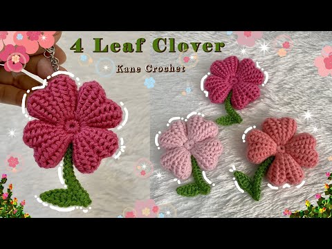 CROCHET KEYCHAIN 🌺 Crochet 4 Leaf Clover Keychain 🍀 Crochet Flower Keychain