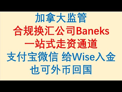 最新走资方法 / 加拿大监管合规换汇公司Baneks / 一站式走资通道 / 支付宝微信给Wise入金 / 也可外币回国 / 线上担保对敲