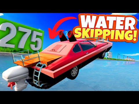 Using a Boat Car in the Skipping Cars on Water Challenge in BeamNG Drive Mods!