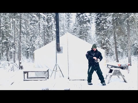 WINTER CAMPING in a SNOW STORM ALONE