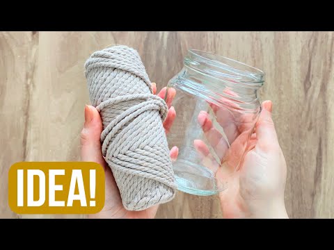 Cute Idea with Glass Jar and Macrame Rope!