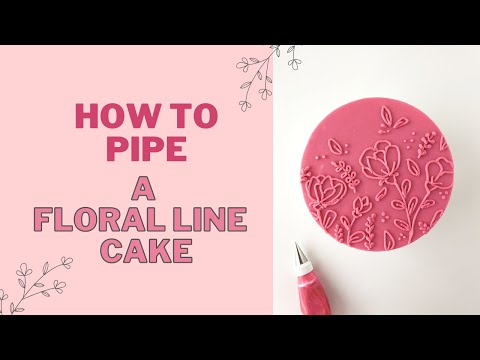 Pink Buttercream Floral Line Drawing Cake