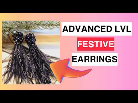 Beaded Festive Feather Earrings For Christmas Eve: Advanced Level