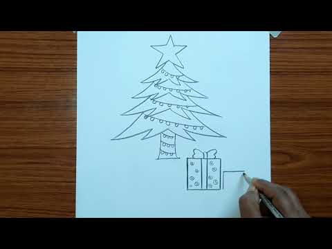 How to draw Christmas tree 🎄🌲 | Christmas tree drawing easy pencil sketch