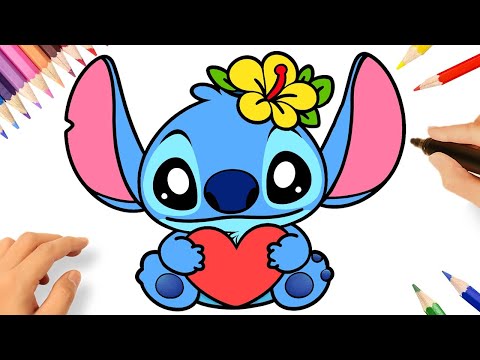 HOW TO DRAW A CUTE STITCH EASY 💗