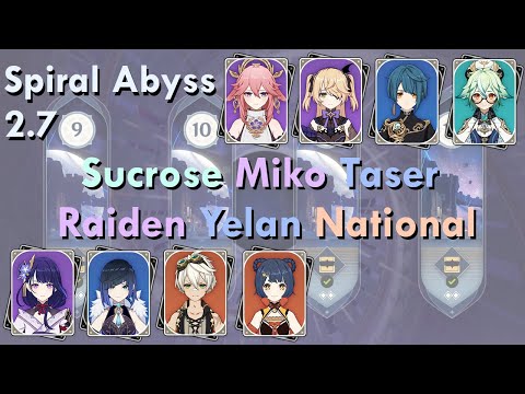 [2.7 Abyss] Sucrose Miko Taser + Raiden Yelan National