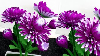 Paper flower making with easy steps / Dahlia flower making / Room decoration with paper flowers