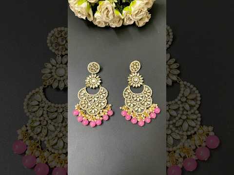 Beautiful Kundan Stone Earrings😱🔥 #jewelerymakingathome #shorts #diyearrings #ytshorts #diycrafts