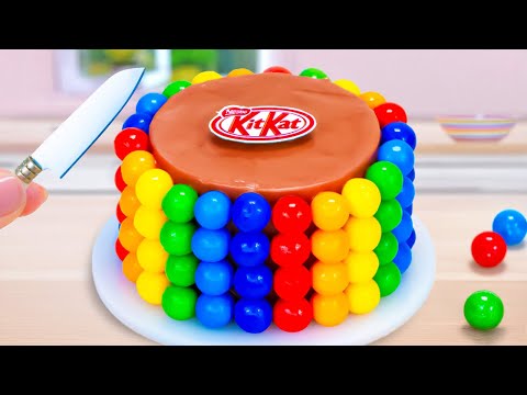 Amazing Rainbow Chocolate Cake Satisfying Miniature |  Decorating Rainbow KitKat Cake