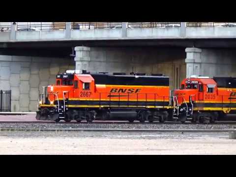 BNSF mixed freight backs up to Burlington Station, Omaha, NE