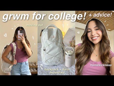 GRWM for my first day of school! 📚 college advice, homesickness, making friends, essentials, etc