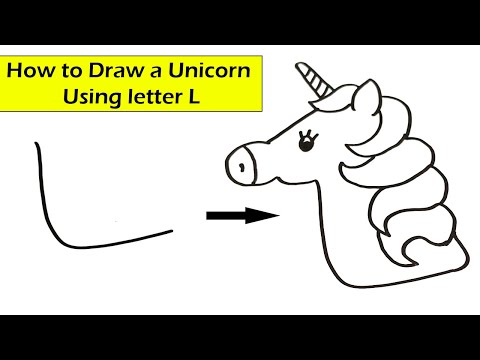 How to Draw Unicorn using letter L l l Step by Step drawing for beginners l l Simple drawing