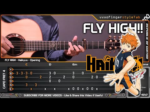 Haikyuu!! Opening - FLY HIGH!! - Fingerstyle Guitar Cover (TAB Tutorial)