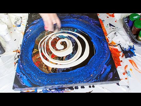 Acrylic pouring: simple & easy swipe dark night moon background