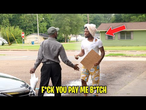 Disrespectful Homeless Man Begs For MONEY Prank!