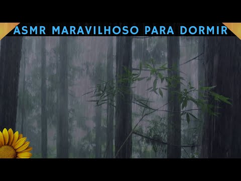 💦SOM de GOTAS Fortes da CHUVA nas FOLHAS com TROVOADAS. ASMR  MARAVILHOSO para DORMIR💤