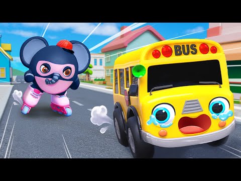 Baby Car Rescues Friends From "Bad Roller Skaters" | Nursery Rhymes & Kids Songs - Baby Car Songs TV