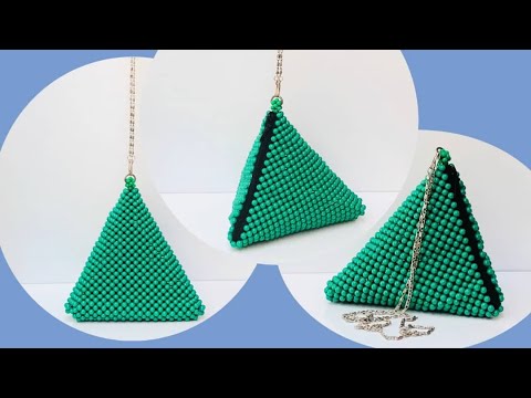 How to make a PYRAMID Shaped handmade BEADED BAG//DIY TRIANGLE Beaded Bag//DIY Tutorial