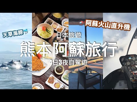 【九州自由行】4日3夜熊本旅遊｜🐬在天草出海看海豚～  🚁阿蘇火山好美、一泊二食 瀨之本高原溫泉酒店 // Kumamoto 4DAYS Travel Vlog 4K