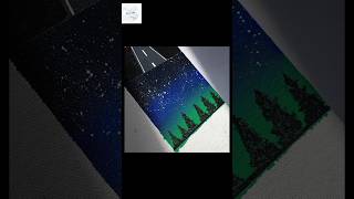 Beautiful painting on canvas | trees with night view painting   |5 /12 | #shorts #art