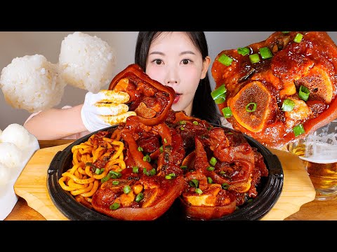 갓족찜..🐂🦶✨ 매운 우족찜 우동사리 버터주먹밥 먹방 Spicy Braised Beef Feet [eating show] mukbang korean food